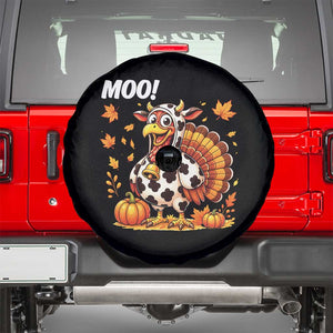 Funny Thanksgiving Spare Tire Cover Turkey Moo TS14 Black Print Your Wear