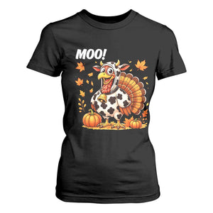Funny Thanksgiving T Shirt For Women Turkey Moo TS14 Black Print Your Wear
