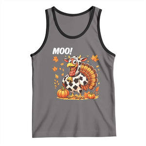 Funny Thanksgiving Tank Top Turkey Moo TS14 Deep Heather Black Print Your Wear