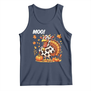 Funny Thanksgiving Tank Top Turkey Moo TS14 Navy Print Your Wear