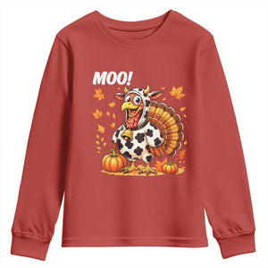 Funny Thanksgiving Youth Sweatshirt Turkey Moo TS14 Red Print Your Wear