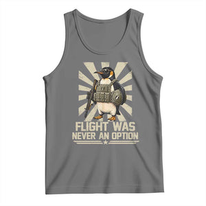 Flight was Never an Option Tactical Penguin Tank Top Funny Bird Meme TS14 Black Heather Print Your Wear
