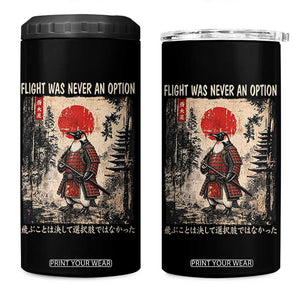 Flight was Never an Option Samurai Penguin Japanese 4 in 1 Can Cooler Tumbler Vintage Graphic Ukiyo-e Art Funny TS14 One Size: 16 oz Black Print Your Wear