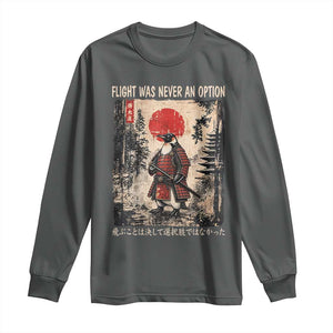 Flight was Never an Option Samurai Penguin Japanese Long Sleeve Shirt Vintage Graphic Ukiyo-e Art Funny TS14 Dark Heather Print Your Wear