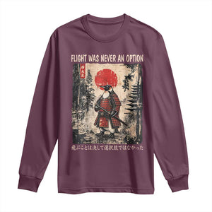 Flight was Never an Option Samurai Penguin Japanese Long Sleeve Shirt Vintage Graphic Ukiyo-e Art Funny TS14 Maroon Print Your Wear