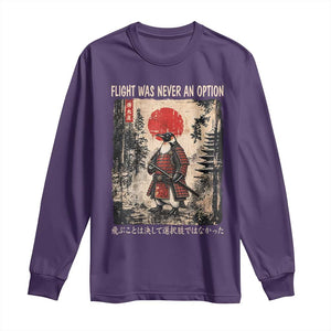 Flight was Never an Option Samurai Penguin Japanese Long Sleeve Shirt Vintage Graphic Ukiyo-e Art Funny TS14 Purple Print Your Wear