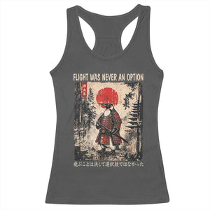 Flight was Never an Option Samurai Penguin Japanese Racerback Tank Top Vintage Graphic Ukiyo-e Art Funny TS14 Dark Heather Print Your Wear