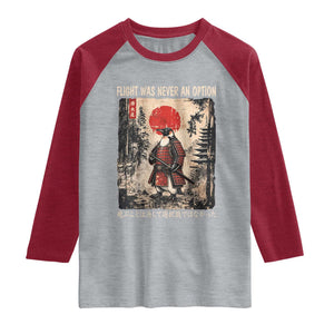 Flight was Never an Option Samurai Penguin Japanese Raglan Shirt Vintage Graphic Ukiyo-e Art Funny TS14 Heather Gray Heather Red Print Your Wear
