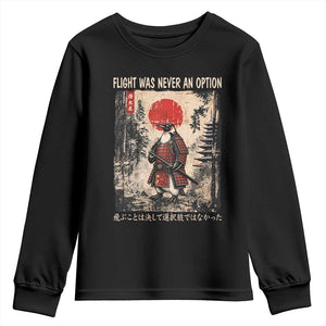 Flight was Never an Option Samurai Penguin Japanese Youth Sweatshirt Vintage Graphic Ukiyo-e Art Funny TS14 Black Print Your Wear