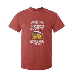 Funny Taco Christmas T Shirt For Kid Wanna Taco Bout Jesus Lettuce Pray Mark 16:15 TS14 Red Print Your Wear