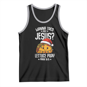 Funny Taco Christmas Tank Top Wanna Taco Bout Jesus Lettuce Pray Mark 16:15 TS14 Black Athletic Heather Print Your Wear