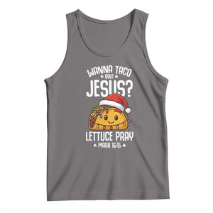 Funny Taco Christmas Tank Top Wanna Taco Bout Jesus Lettuce Pray Mark 16:15 TS14 Deep Heather Print Your Wear