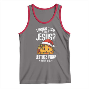 Funny Taco Christmas Tank Top Wanna Taco Bout Jesus Lettuce Pray Mark 16:15 TS14 Deep Heather Red Print Your Wear