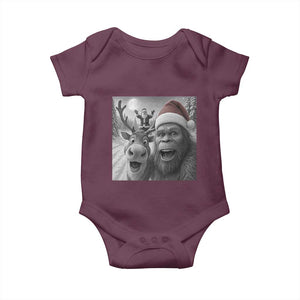 Funny Bigfoot Selfie Christmas Baby Onesie Santa Reindeer Sasquatch Xmas TS14 Maroon Print Your Wear