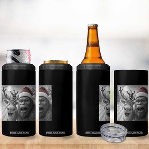 Funny Bigfoot Selfie Christmas 4 in 1 Can Cooler Tumbler Santa Reindeer Sasquatch Xmas TS14 Print Your Wear