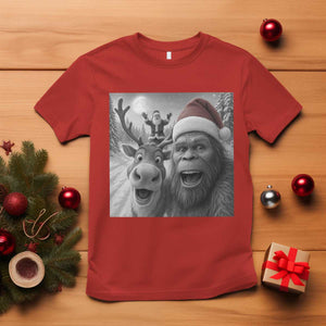 Funny Bigfoot Selfie Christmas T Shirt Santa Reindeer Sasquatch Xmas TS14 Red Print Your Wear