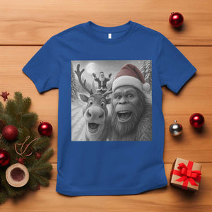 Funny Bigfoot Selfie Christmas T Shirt Santa Reindeer Sasquatch Xmas TS14 Royal Blue Print Your Wear