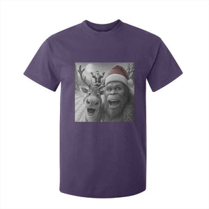 Funny Bigfoot Selfie Christmas T Shirt For Kid Santa Reindeer Sasquatch Xmas TS14 Purple Print Your Wear