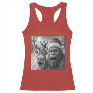 Funny Bigfoot Selfie Christmas Racerback Tank Top Santa Reindeer Sasquatch Xmas TS14 Red Print Your Wear