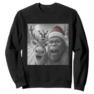 Funny Bigfoot Selfie Christmas Sweatshirt Santa Reindeer Sasquatch Xmas TS14 Black Print Your Wear