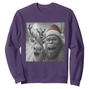 Funny Bigfoot Selfie Christmas Sweatshirt Santa Reindeer Sasquatch Xmas TS14 Purple Print Your Wear