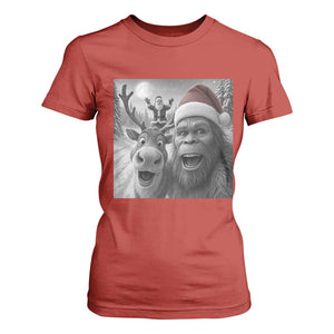 Funny Bigfoot Selfie Christmas T Shirt For Women Santa Reindeer Sasquatch Xmas TS14 Red Print Your Wear