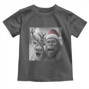 Funny Bigfoot Selfie Christmas Toddler T Shirt Santa Reindeer Sasquatch Xmas TS14 Dark Heather Print Your Wear