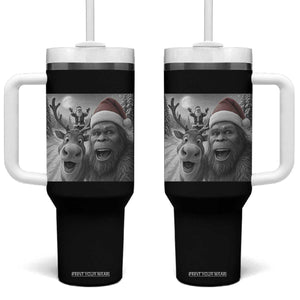 Funny Bigfoot Selfie Christmas Tumbler With Handle Santa Reindeer Sasquatch Xmas TS14 One Size: 40 oz Black Print Your Wear
