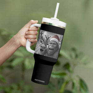 Funny Bigfoot Selfie Christmas Tumbler With Handle Santa Reindeer Sasquatch Xmas TS14 Print Your Wear
