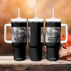 Funny Bigfoot Selfie Christmas Tumbler With Handle Santa Reindeer Sasquatch Xmas TS14 Print Your Wear