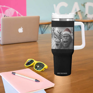 Funny Bigfoot Selfie Christmas Tumbler With Handle Santa Reindeer Sasquatch Xmas TS14 Print Your Wear