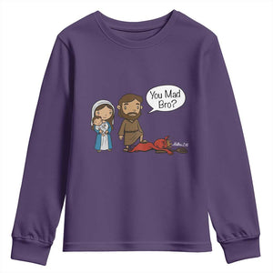 Funny Christian Youth Sweatshirt You Mad Bro Matthew 2:16 TS14 Purple Print Your Wear
