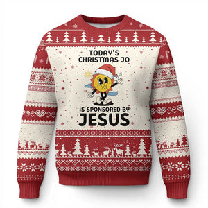 Funny Jesus Christian Xmas Ugly Christmas Sweater Today Is Good Mood Is Sponsored By Jesus TS14 Beige Red Print Your Wear