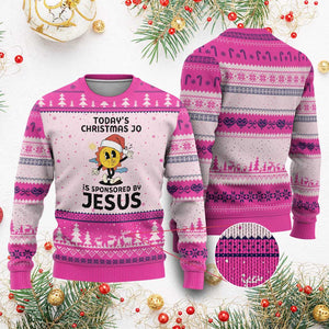 Funny Jesus Christian Xmas Ugly Christmas Sweater Today Is Good Mood Is Sponsored By Jesus TS14 Hot Pink Print Your Wear