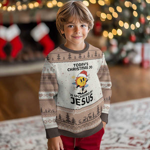 Funny Jesus Christian Xmas Ugly Christmas Sweater Today Is Good Mood Is Sponsored By Jesus TS14 Mocha Mousse Print Your Wear