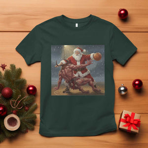 Funny Santa Basketball T Shirt Satan Christmas Meme TS14 Dark Forest Green Print Your Wear
