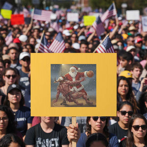 Funny Santa Basketball Protest Sign Satan Christmas Meme TS14 Horizontal 18" × 24" Yellow Print Your Wear