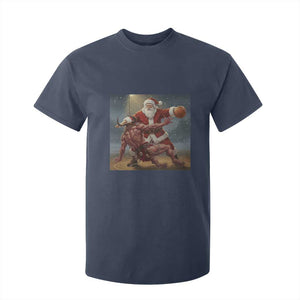 Funny Santa Basketball T Shirt For Kid Satan Christmas Meme TS14 Navy Print Your Wear