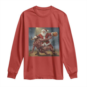 Funny Santa Basketball Long Sleeve Shirt Satan Christmas Meme TS14 Red Print Your Wear