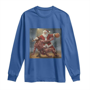 Funny Santa Basketball Long Sleeve Shirt Satan Christmas Meme TS14 Royal Blue Print Your Wear