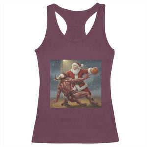 Funny Santa Basketball Racerback Tank Top Satan Christmas Meme TS14 Maroon Print Your Wear