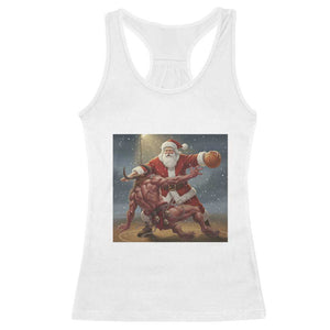 Funny Santa Basketball Racerback Tank Top Satan Christmas Meme TS14 White Print Your Wear