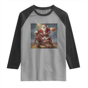 Funny Santa Basketball Raglan Shirt Satan Christmas Meme TS14 Sport Gray Black Print Your Wear