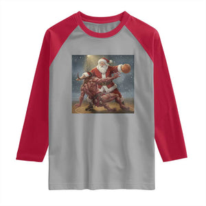 Funny Santa Basketball Raglan Shirt Satan Christmas Meme TS14 Sport Gray Red Print Your Wear
