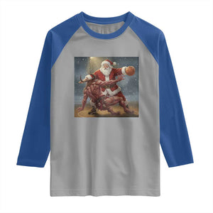 Funny Santa Basketball Raglan Shirt Satan Christmas Meme TS14 Sport Gray Royal Print Your Wear