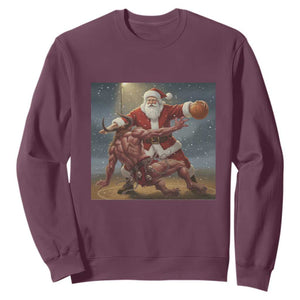 Funny Santa Basketball Sweatshirt Satan Christmas Meme TS14 Maroon Print Your Wear