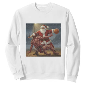 Funny Santa Basketball Sweatshirt Satan Christmas Meme TS14 White Print Your Wear