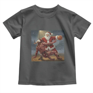 Funny Santa Basketball Toddler T Shirt Satan Christmas Meme TS14 Dark Heather Print Your Wear