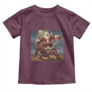 Funny Santa Basketball Toddler T Shirt Satan Christmas Meme TS14 Maroon Print Your Wear
