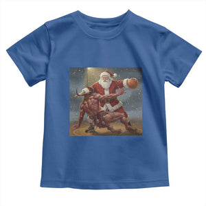 Funny Santa Basketball Toddler T Shirt Satan Christmas Meme TS14 Royal Blue Print Your Wear